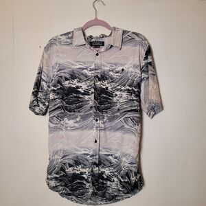 Ezekiel Black and White Casual Button Down Shirt Size Large
